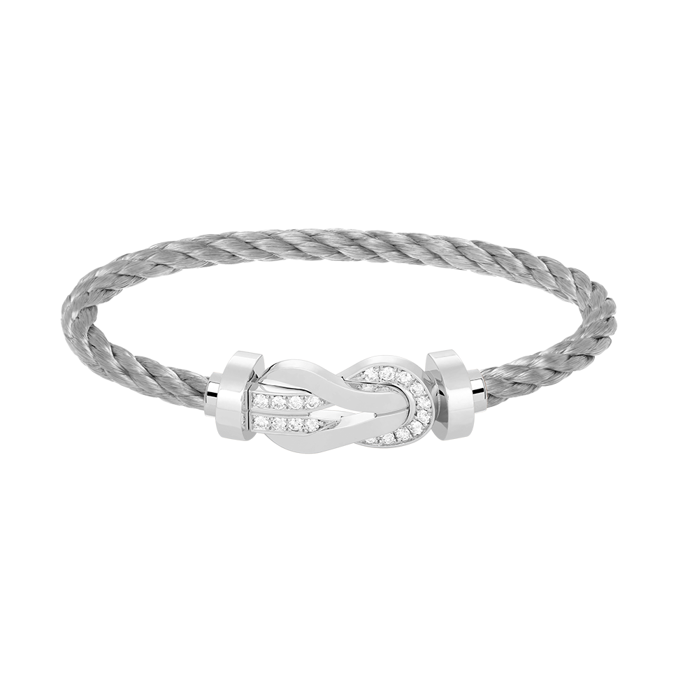 [Radiant Gem]¯CHANCE LARGE 8 FIGURE BUCKLE HALF DIAMOND BRACELET SILVER
