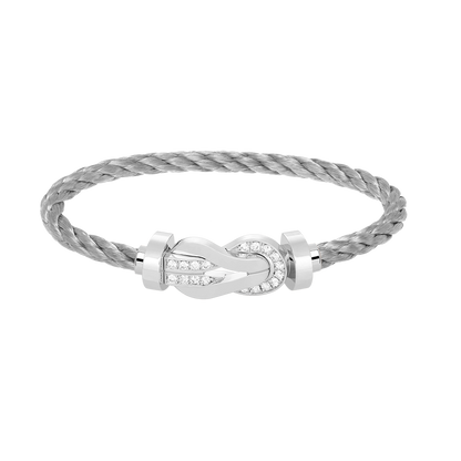 [Radiant Gem]¯CHANCE LARGE 8 FIGURE BUCKLE HALF DIAMOND BRACELET SILVER