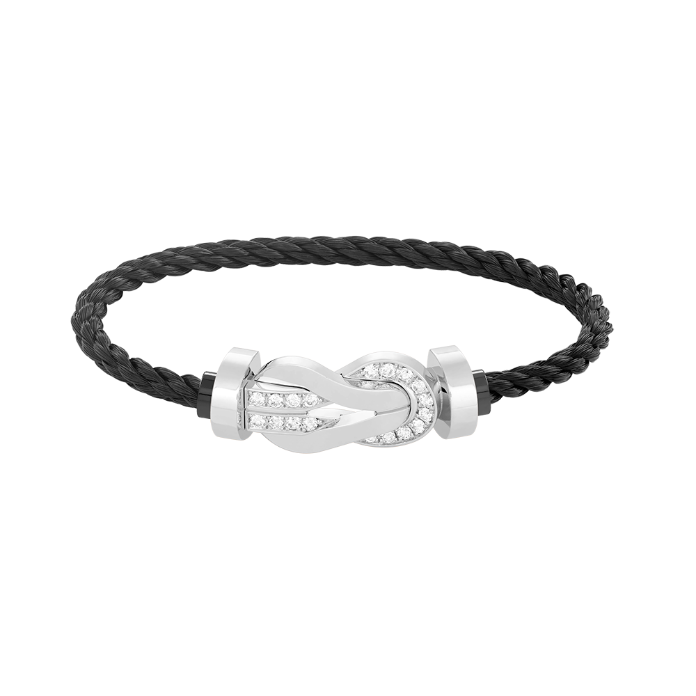 [Radiant Gem]¯CHANCE LARGE 8 FIGURE BUCKLE HALF DIAMOND BRACELET SILVER