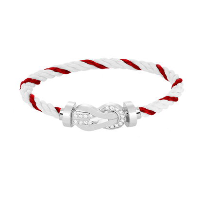 [Radiant Gem]¯CHANCE LARGE 8 FIGURE BUCKLE HALF DIAMOND BRACELET SILVER