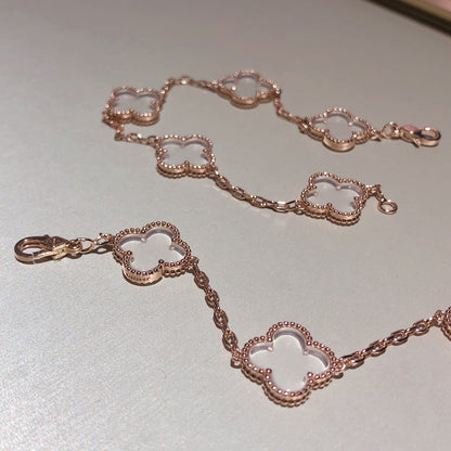 [Glow Jewelry]New CLOVER 5 MOTIF ROCK CRYSTAL BRACELET