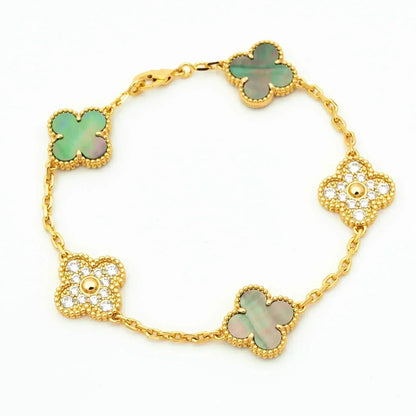 [Radiant Gem]New CLOVER 5 MOTIF GRAY MOP BRACELET COLLECTION