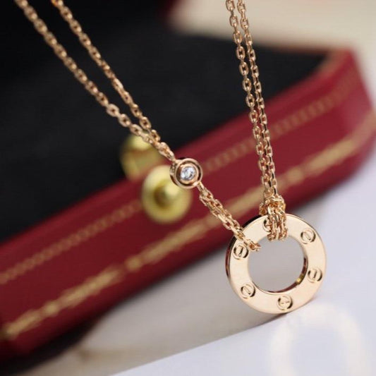 [Radiant Gem]¯LOVE NECKLACE ADJUSTABLE ROSE GOLD 2 DIAMOND