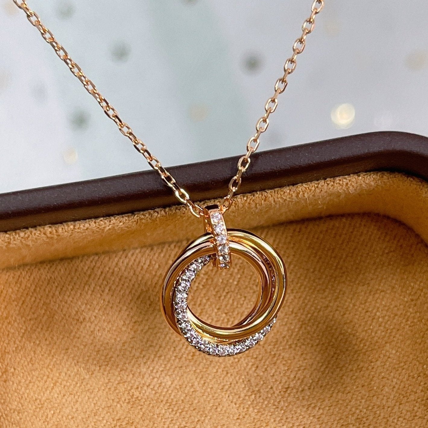 [Radiant Gem]¯TRINITY NECKLACE SILVER GOLD PINK GOLD DIAMONDS