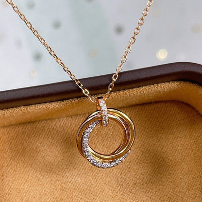 [Radiant Gem]¯TRINITY NECKLACE SILVER GOLD PINK GOLD DIAMONDS