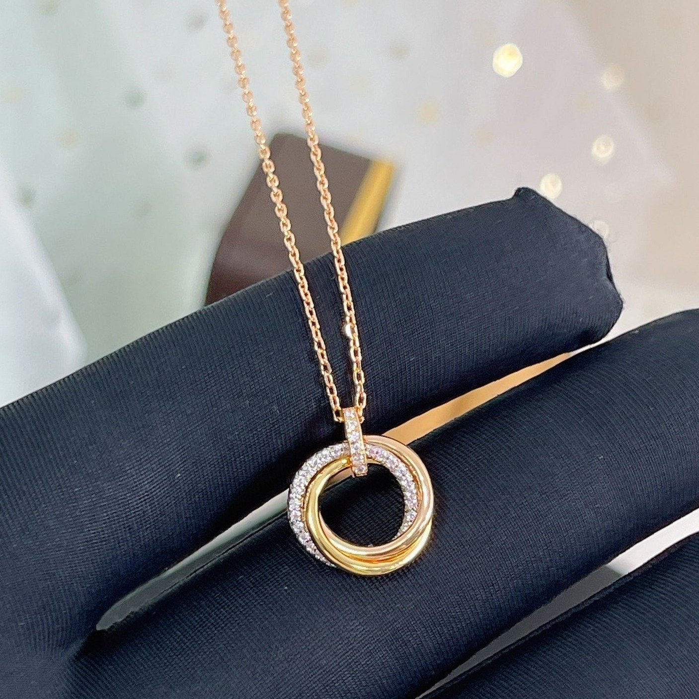 [Radiant Gem]¯TRINITY NECKLACE SILVER GOLD PINK GOLD DIAMONDS