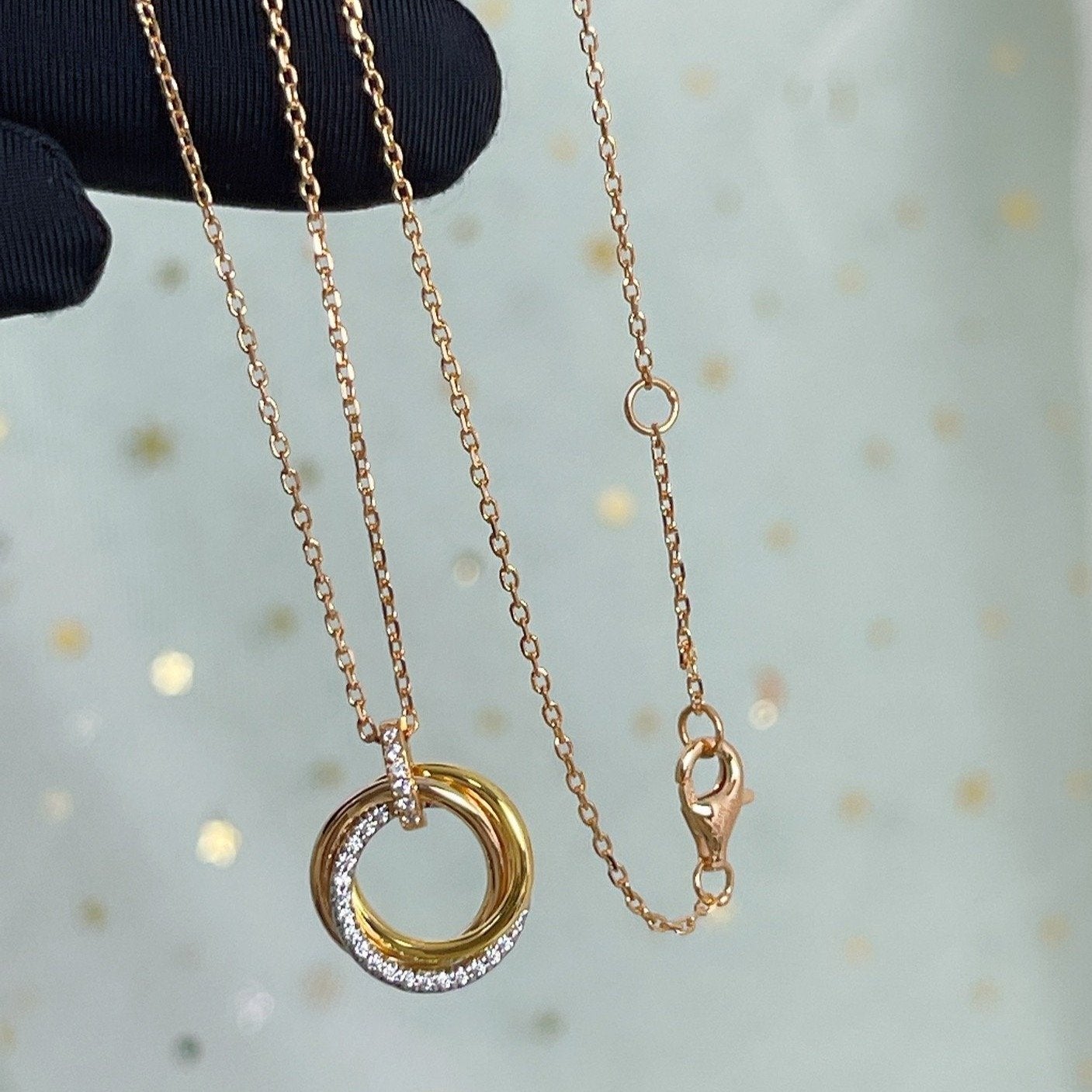 [Radiant Gem]¯TRINITY NECKLACE SILVER GOLD PINK GOLD DIAMONDS