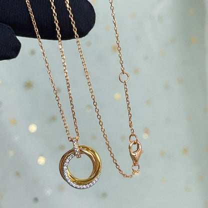 [Radiant Gem]¯TRINITY NECKLACE SILVER GOLD PINK GOLD DIAMONDS