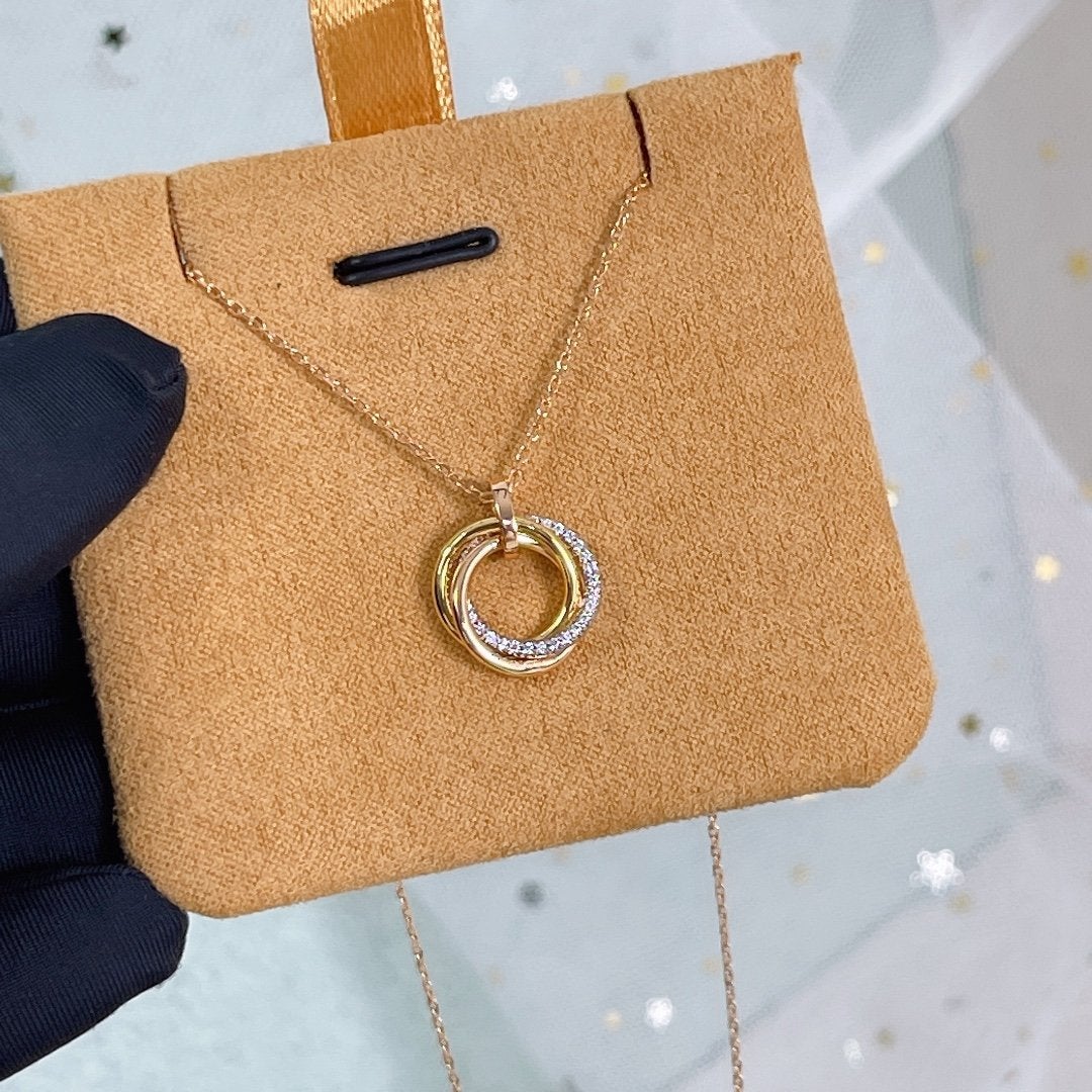 [Radiant Gem]¯TRINITY NECKLACE SILVER GOLD PINK GOLD DIAMONDS