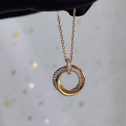 [Radiant Gem]¯TRINITY NECKLACE SILVER GOLD PINK GOLD DIAMONDS