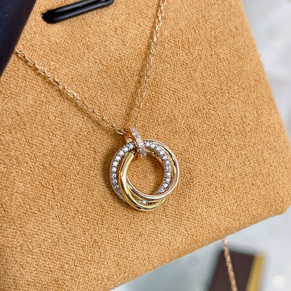 [Radiant Gem]¯TRINITY NECKLACE SILVER GOLD PINK GOLD DIAMONDS