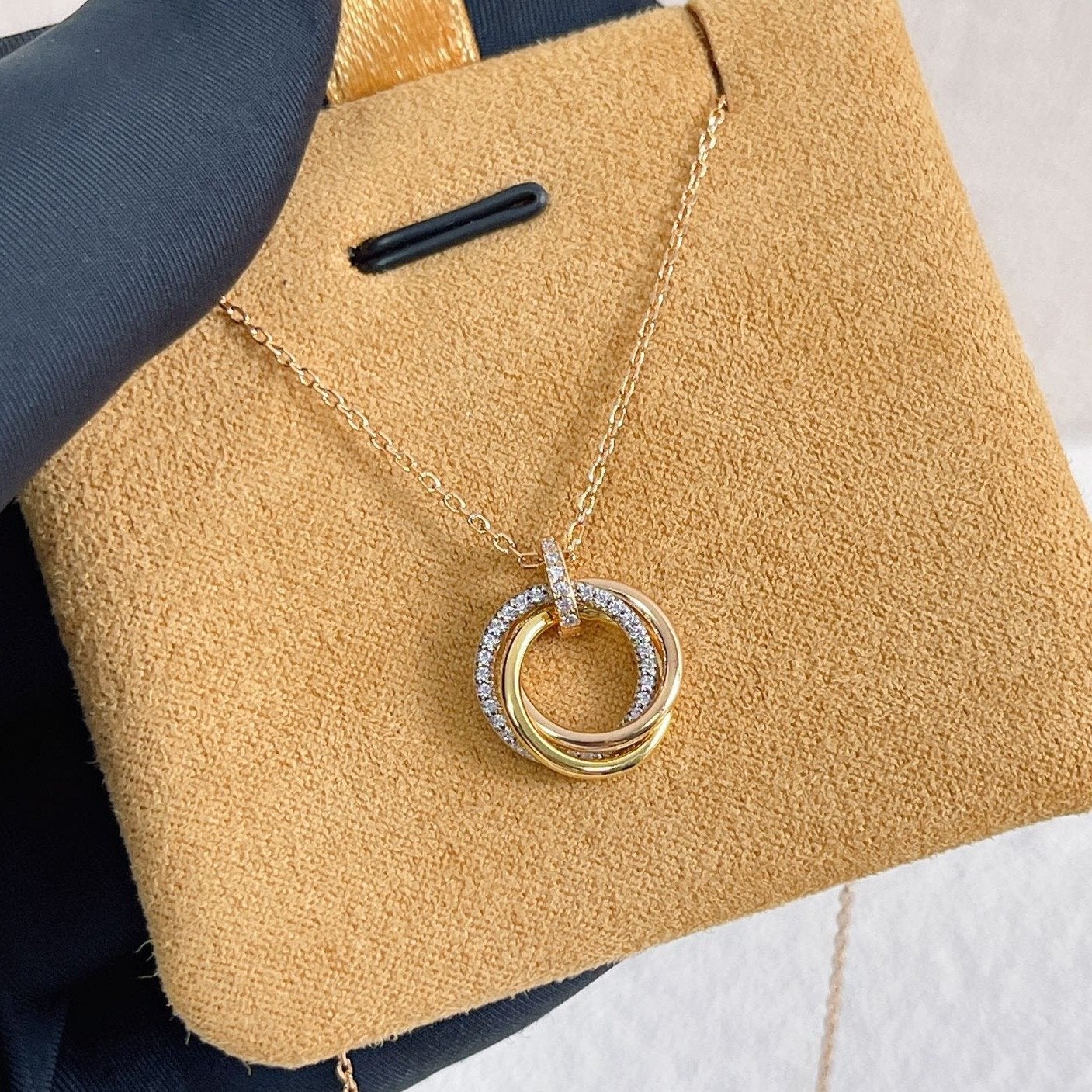 [Radiant Gem]¯TRINITY NECKLACE SILVER GOLD PINK GOLD DIAMONDS