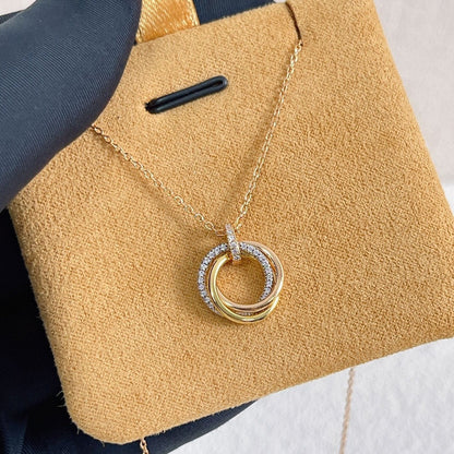[Radiant Gem]¯TRINITY NECKLACE SILVER GOLD PINK GOLD DIAMONDS