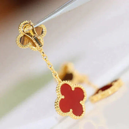 [Radiant Gem]¯CLOVER  2 MOTIF  TIGER EYE CARNELIAN EARRINGS