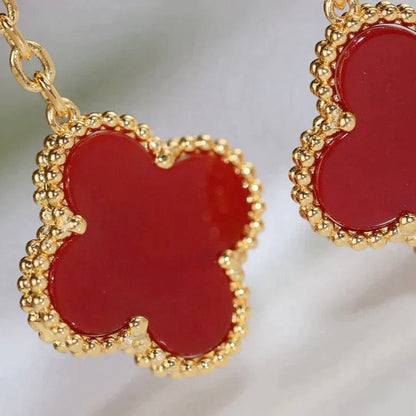 [Radiant Gem]¯CLOVER  2 MOTIF  TIGER EYE CARNELIAN EARRINGS