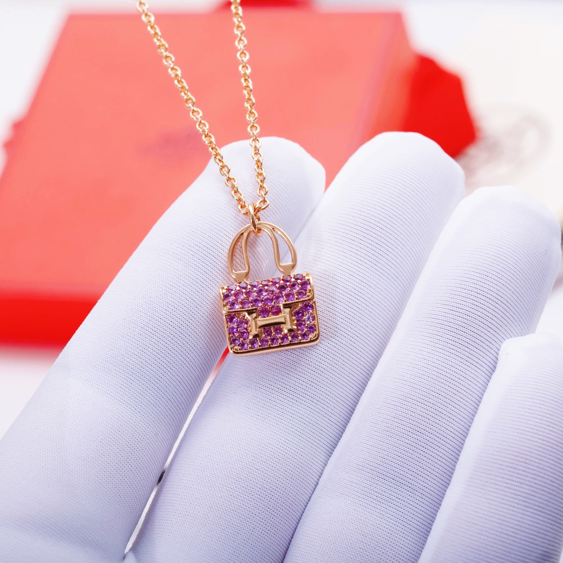 [Radiant Gem]¯CONSTANCE PEDANT PURPLE DIAMOND NECKLACE