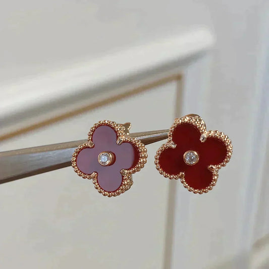 [Radiant Gem]¯CLOVER MEDIUM 1 MOTIFS CARNELIAN  DIAMOND earrings