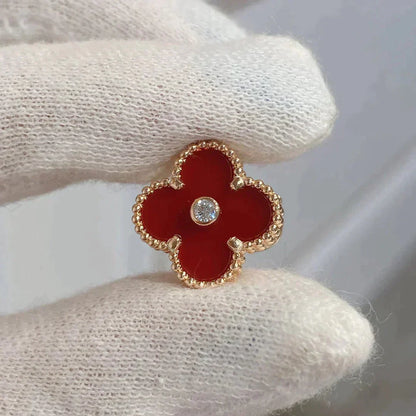 [Radiant Gem]¯CLOVER MEDIUM 1 MOTIFS CARNELIAN  DIAMOND earrings