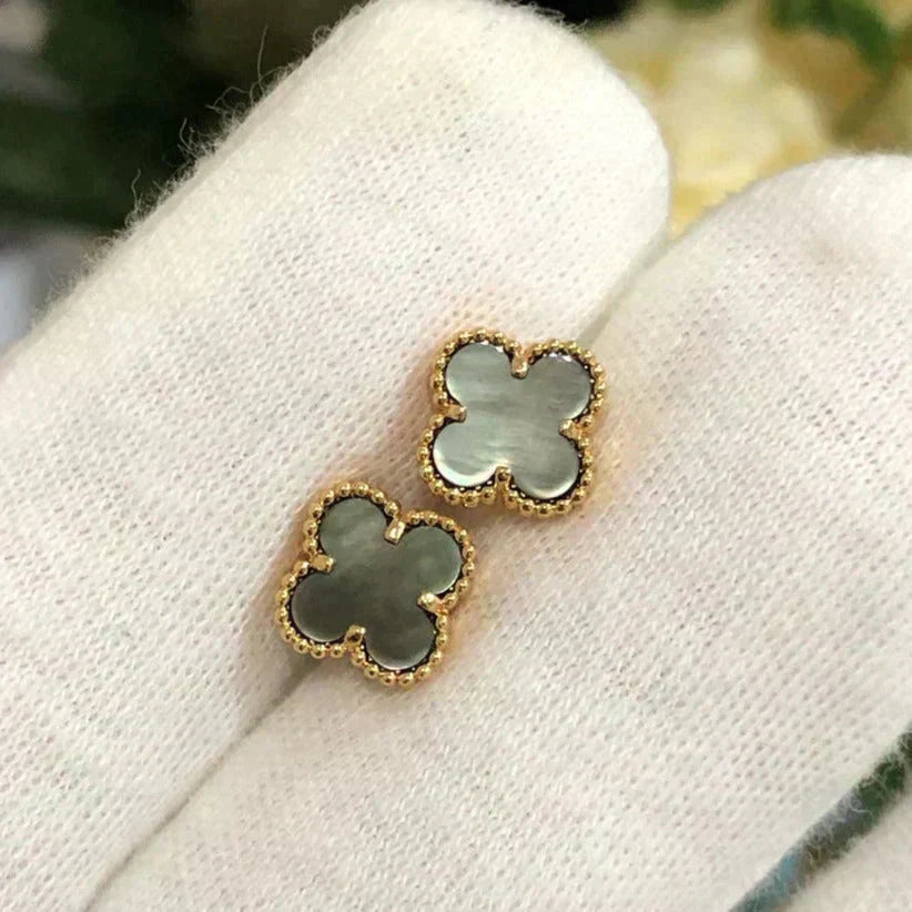 [Radiant Gem]¯CLOVER MINI 9.5MM GRAY MOP EARRINGS