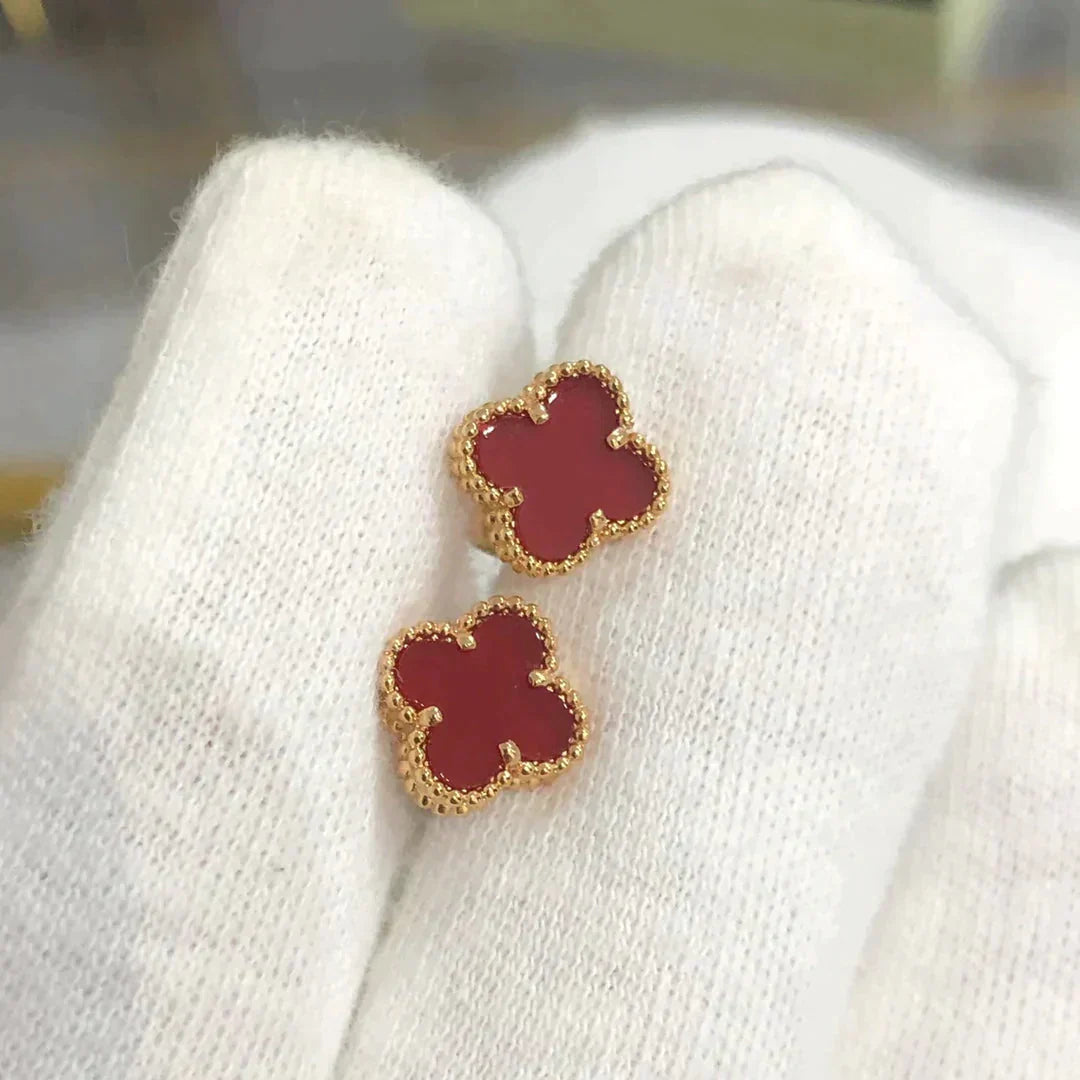[Radiant Gem]¯CLOVER MINI 9.5MM CARNELIAN EARRINGS