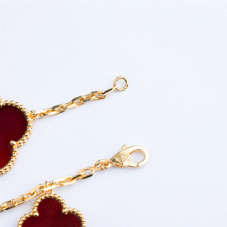 [Radiant Gem]¯CLOVER BRACELET 5 MOTIFS CARNELIAN TIGER EYE