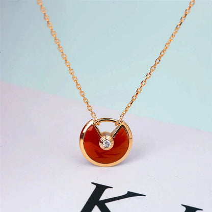 [Radiant Gem]¯AMULETTE GOLD CARNELIAN ONYX NECKLACE