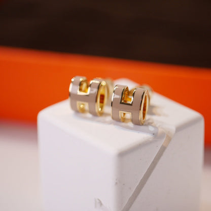 [Radiant Gem]¯MINI POP H GOLD EARRINGS GREY