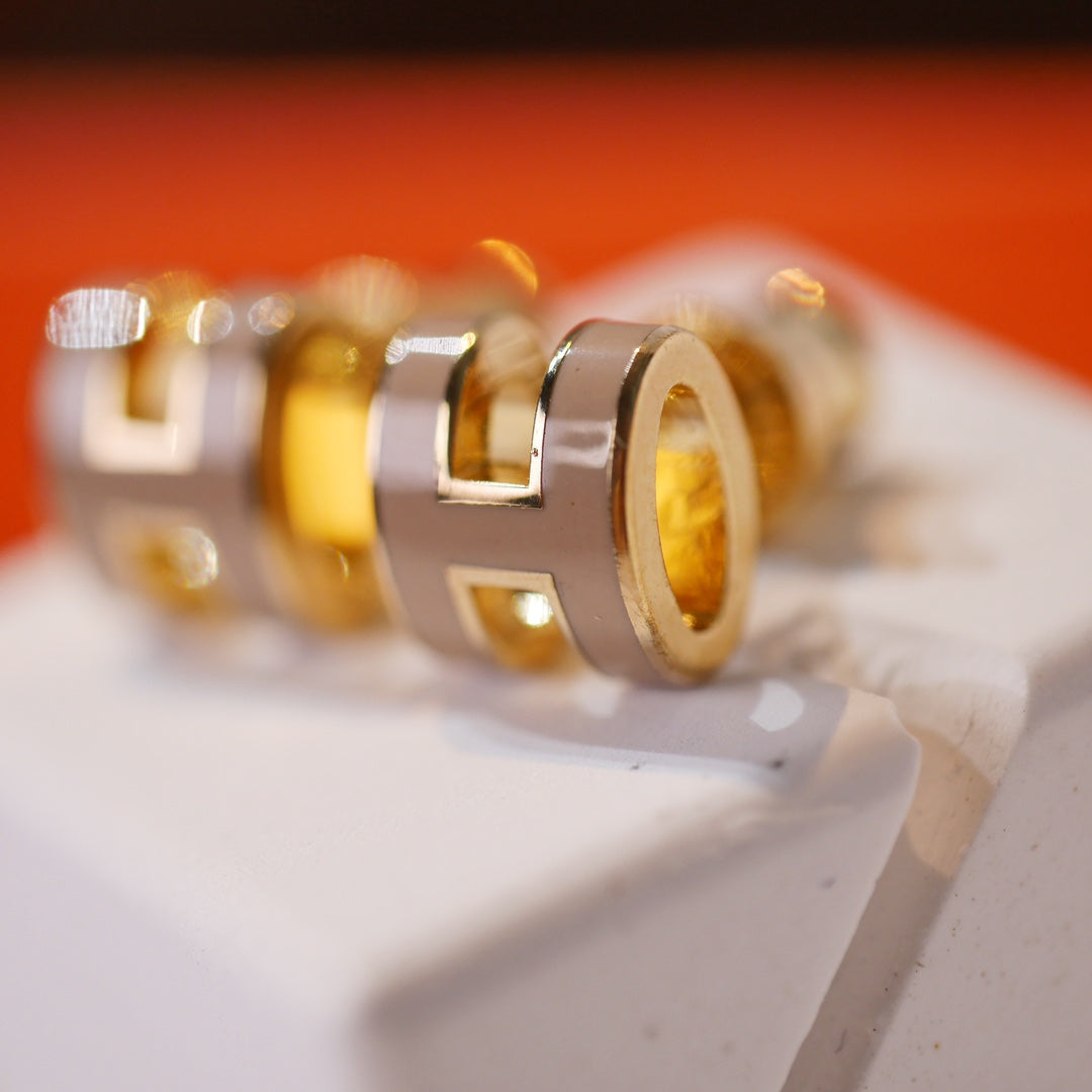 [Radiant Gem]¯MINI POP H GOLD EARRINGS GREY