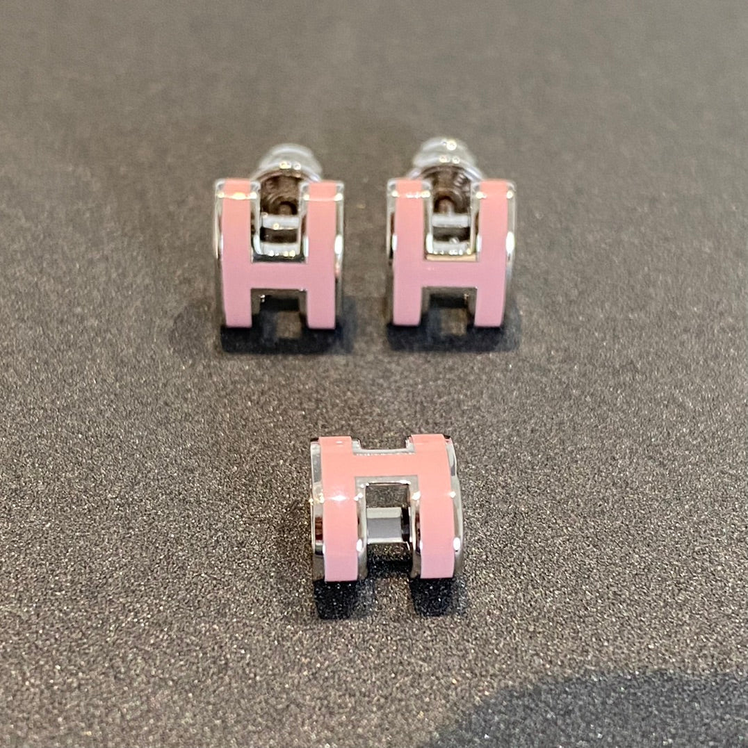 [Radiant Gem]¯MINI POP H SILVER EARRINGS PINK