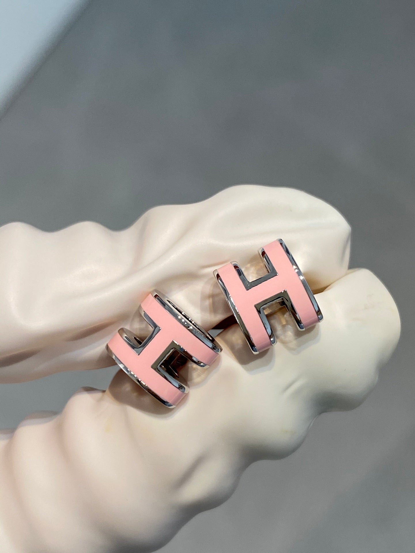 [Radiant Gem]¯MINI POP H SILVER EARRINGS PINK