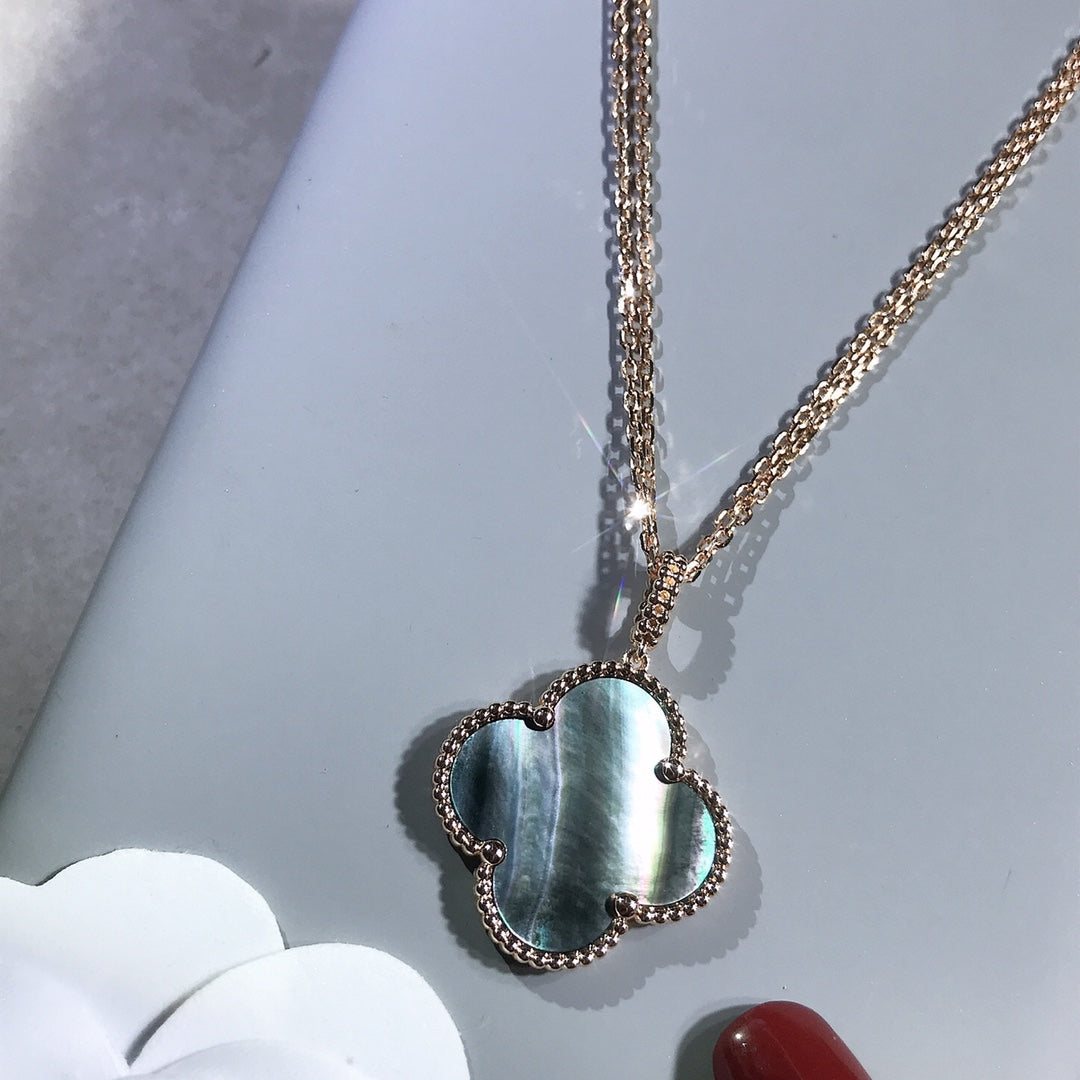 [Radiant Gem]¯CLOVER 25MM GOLD DARK MOP BIG CLOVER NECKLACE