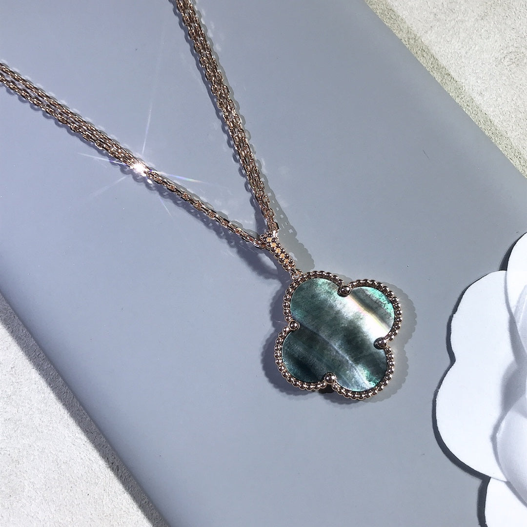 [Radiant Gem]¯CLOVER 25MM GOLD DARK MOP BIG CLOVER NECKLACE