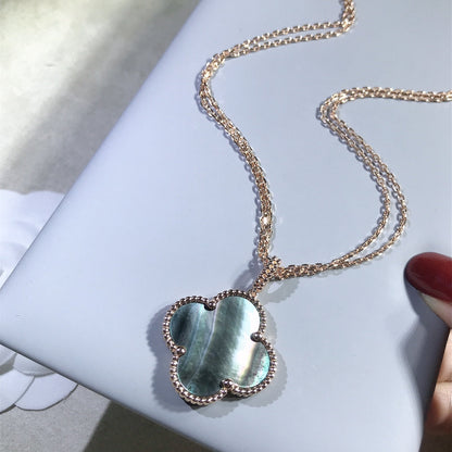 [Radiant Gem]¯CLOVER 25MM GOLD DARK MOP BIG CLOVER NECKLACE