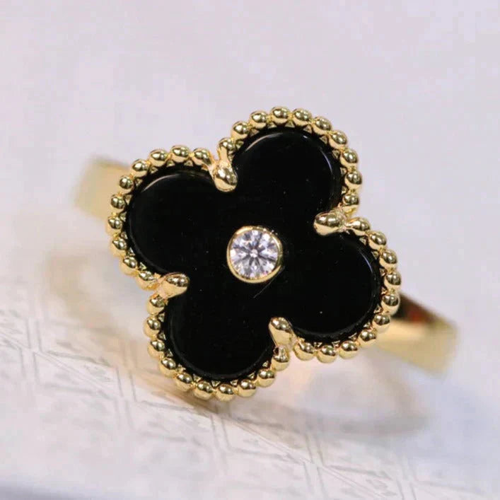 [Radiant Gem]¯CLOVER ONYX RING GOLD DIAMOND