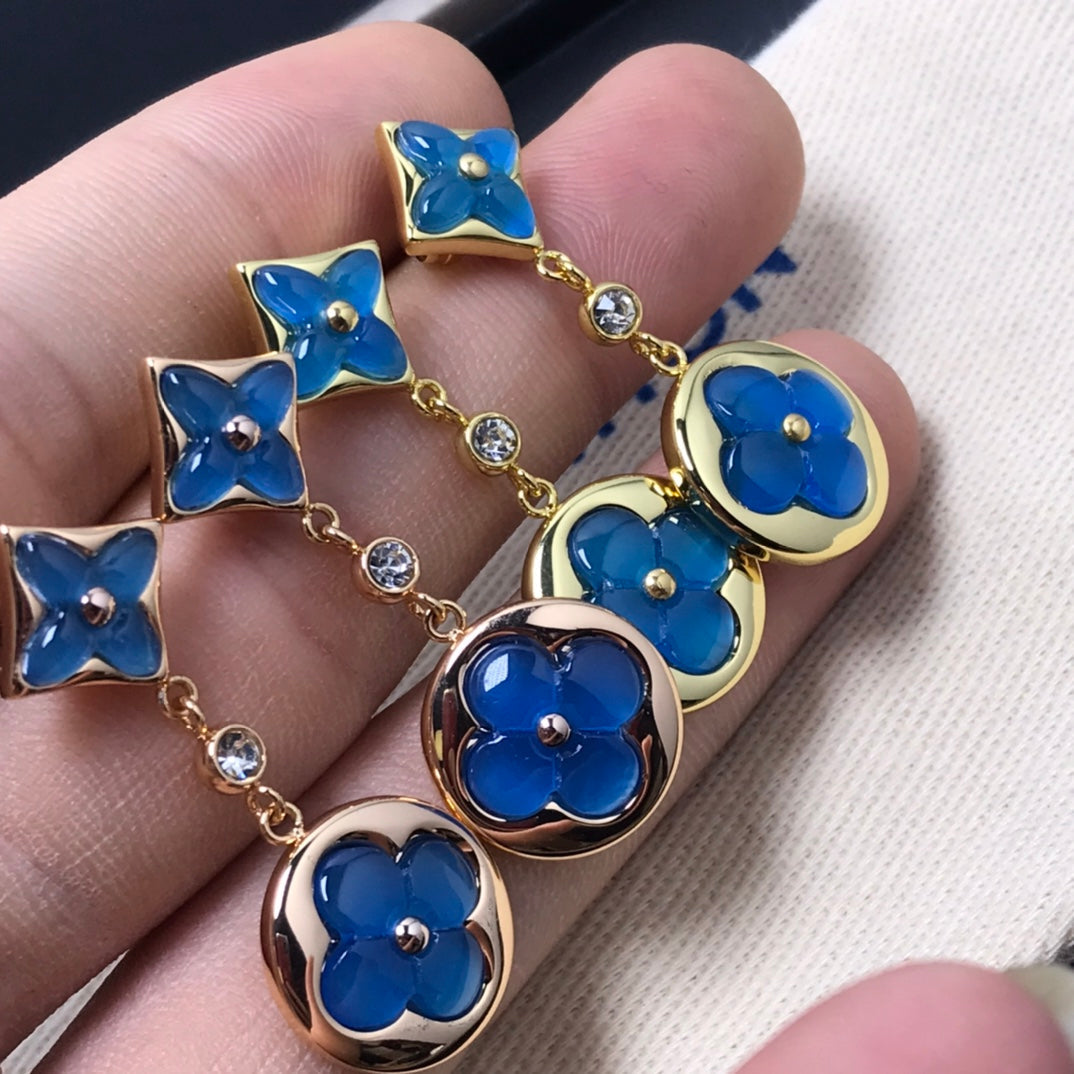 [Radiant Gem]¯STAR AND SUN AGATE DIAMOND EARRINGS