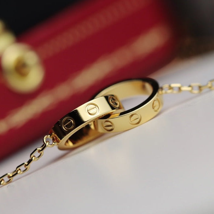 [Radiant Gem]¯LOVE NECKLACE DOUBLE RING GOLD