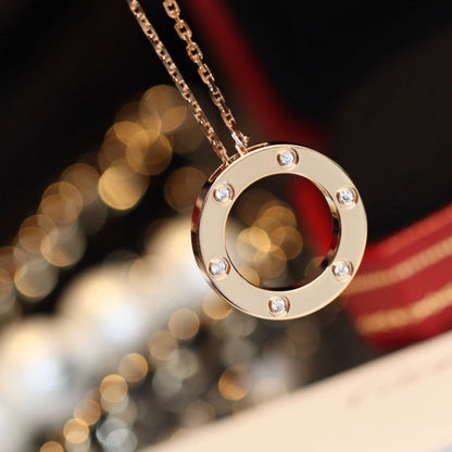 [Radiant Gem]¯LOVE NECKLACE 16MM 6 DIAMONDS PINK GOLD