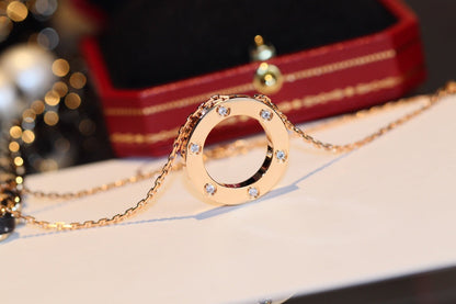 [Radiant Gem]¯LOVE NECKLACE 16MM 6 DIAMONDS PINK GOLD