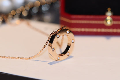 [Radiant Gem]¯LOVE NECKLACE 16MM 6 DIAMONDS PINK GOLD