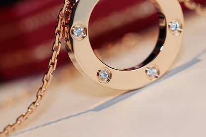 [Radiant Gem]¯LOVE NECKLACE 16MM 6 DIAMONDS PINK GOLD