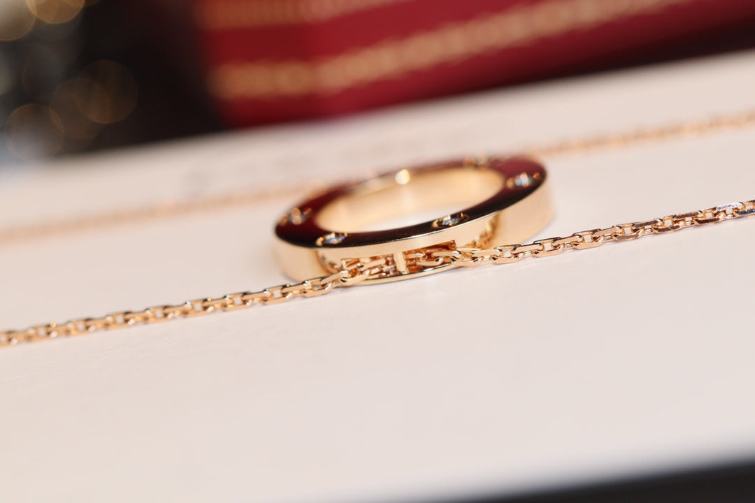 [Radiant Gem]¯LOVE NECKLACE 16MM 6 DIAMONDS PINK GOLD