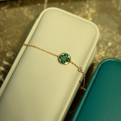 [Radiant Gem]¯SUN MALACHITE 1 DIAMOND PINK GOLD BRACELET