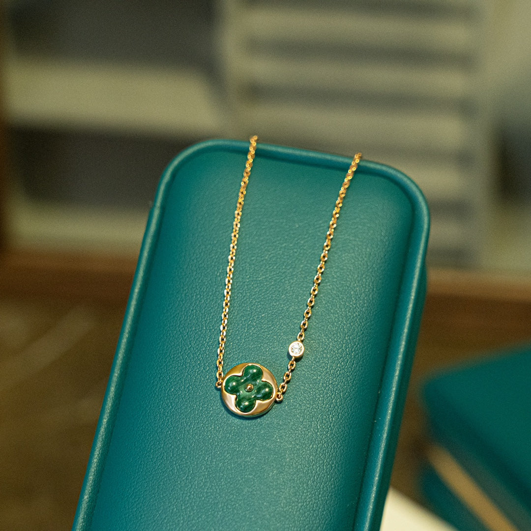 [Radiant Gem]¯SUN MALACHITE 1 DIAMOND PINK GOLD BRACELET