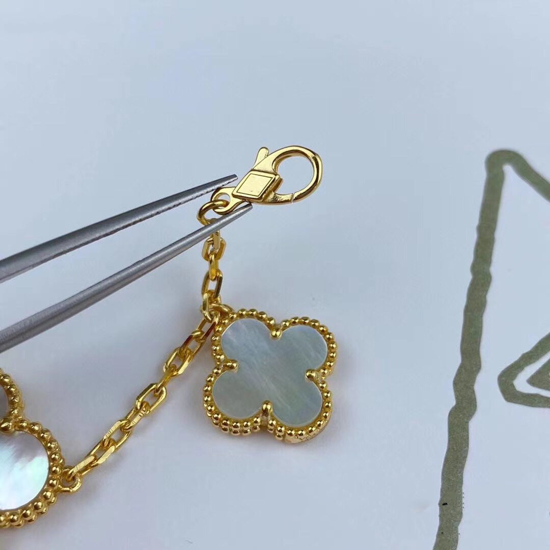 [Radiant Gem]¯MAGIC CLOVER MOP GOLD BRACELET 5 MOTIFS
