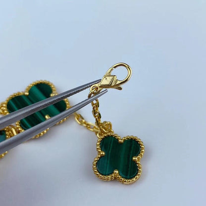 [Radiant Gem]¯MAGIC CLOVER MALACHITE GOLD BRACELET 5 MOTIFS