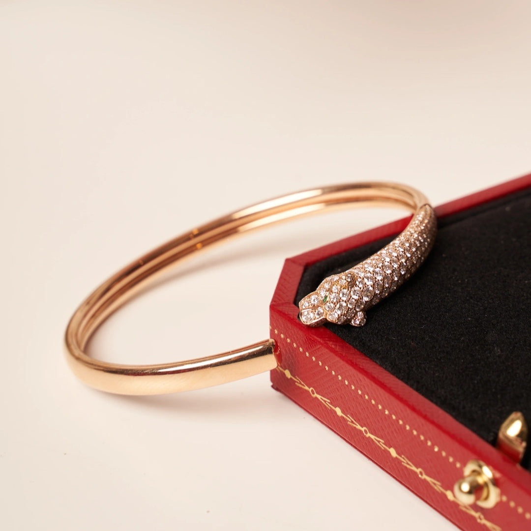 [Radiant Gem]¯PANTHERE ROSE GOLD DIAMOND OPEN BRACELET