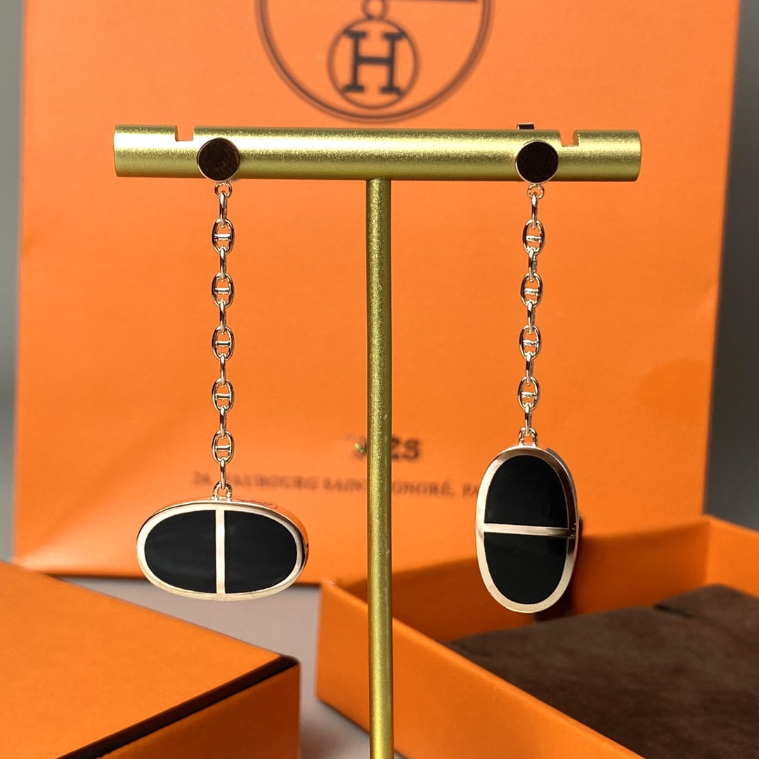 [Radiant Gem]¯CHAINE VERSO BLACK CERAMIC EARRINGS