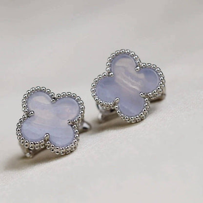 [Radiant Gem]¯CLOVER MEDIUM 1 MOTIFS  WHITE MOP EARRINGS SILVER