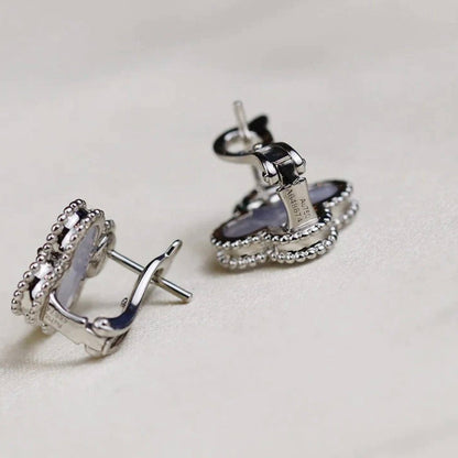 [Radiant Gem]¯CLOVER MEDIUM 1 MOTIFS  WHITE MOP EARRINGS SILVER