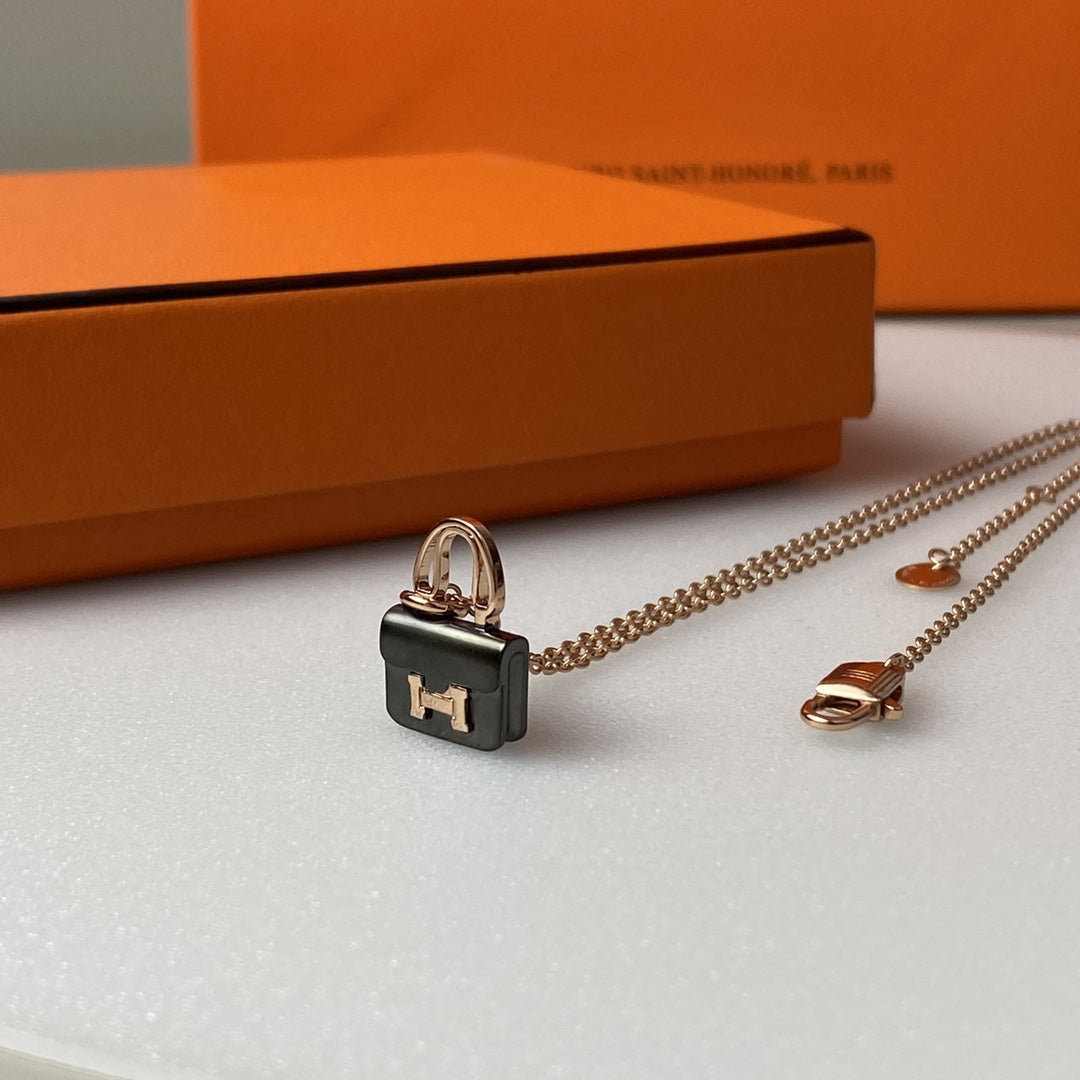 [Radiant Gem]¯CONSTANCE BLACK PEDANT PINK GOLD NECKLACE